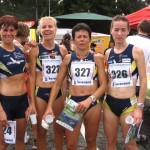 La squadra femminile di corsa in montagna. A sinistra, Sabrina Bampi, neo-mamma